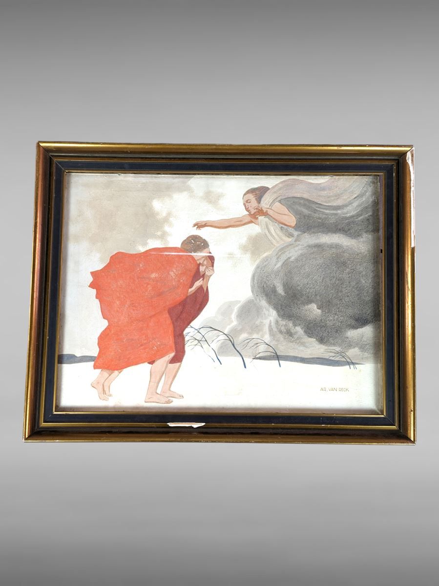 Null Gouache et huile sur toile signée Ar. VAN RECK - 43x60 cm