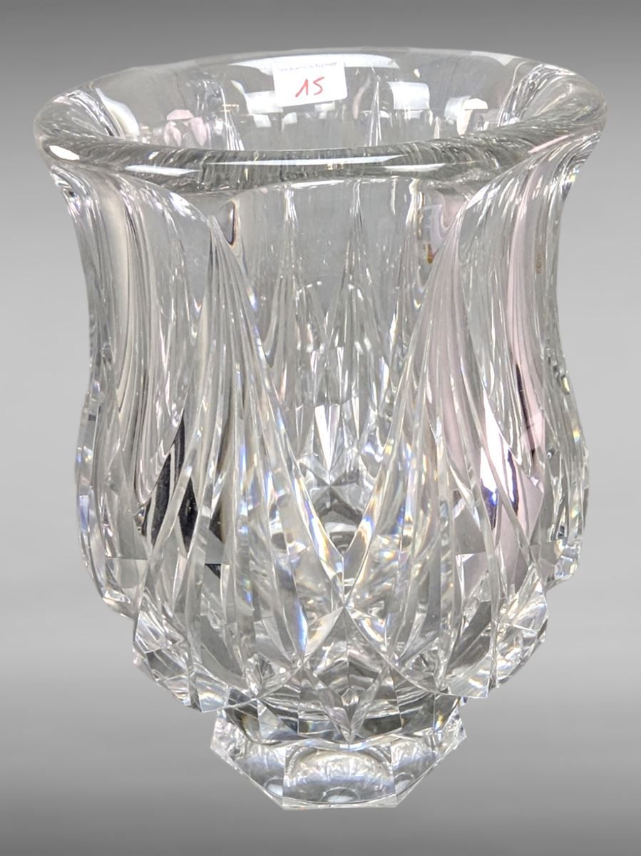 Null Große Vase aus geschliffenem Kristall Val st Lambert - H33 x D22 cm - Split&hellip;
