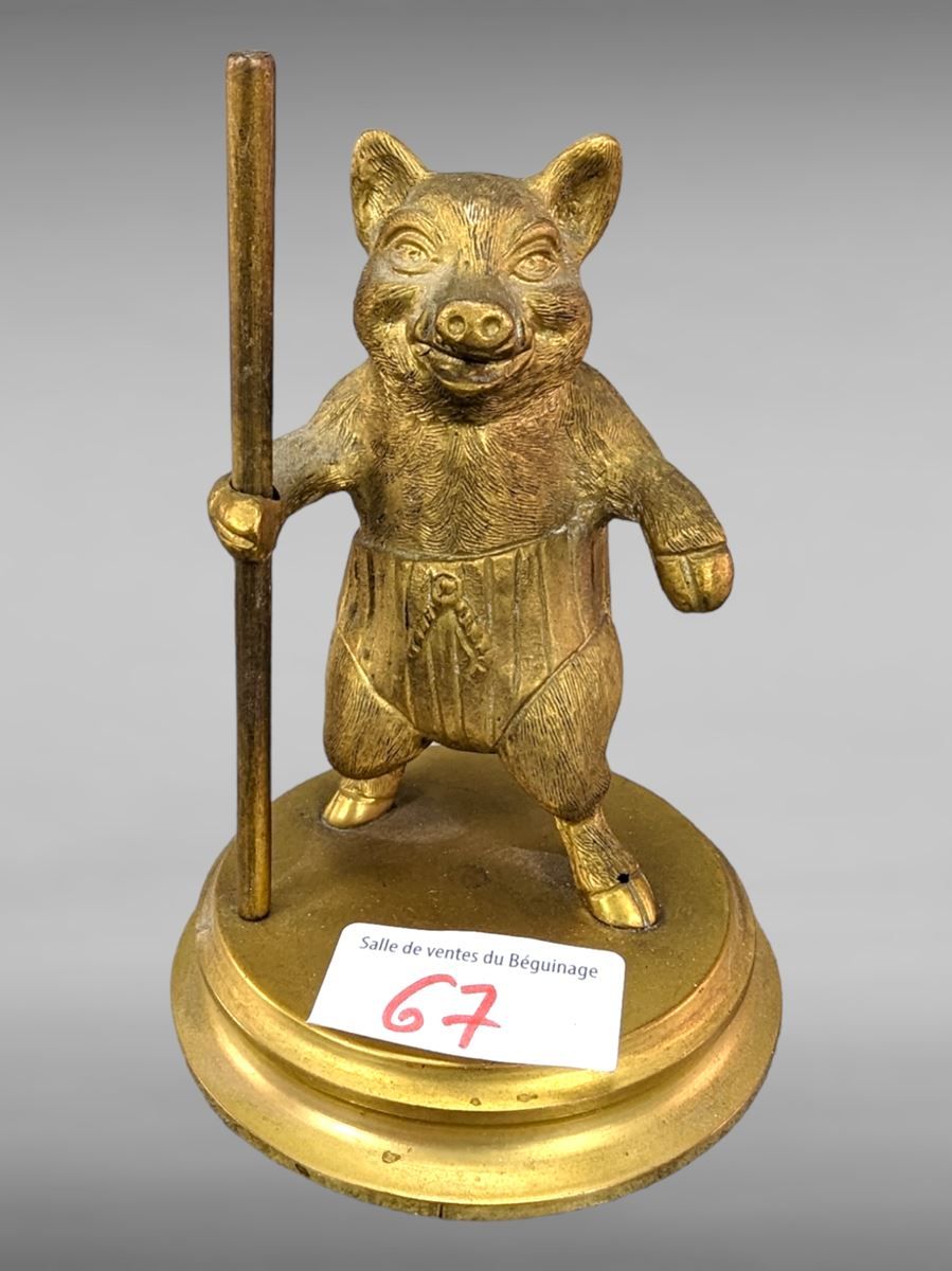 Null Bronze doré vers 1900 - cochon - H11 cm - travail austro-hongrois