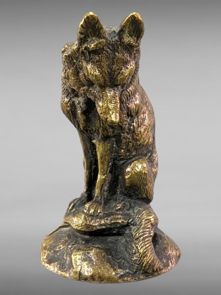 Null Bronze 1900 - Fuchs - signiert Jules MOIGNIEZ - 6,5 cm
