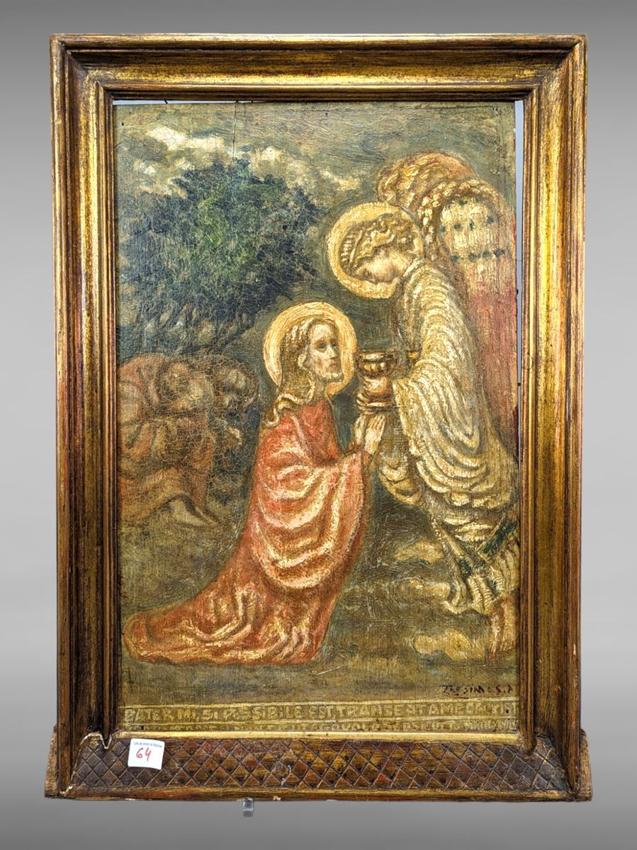 Null Huile sur panneau - 35x55 cm - vers 1900 - Italie scène religieuse - fêle e&hellip;