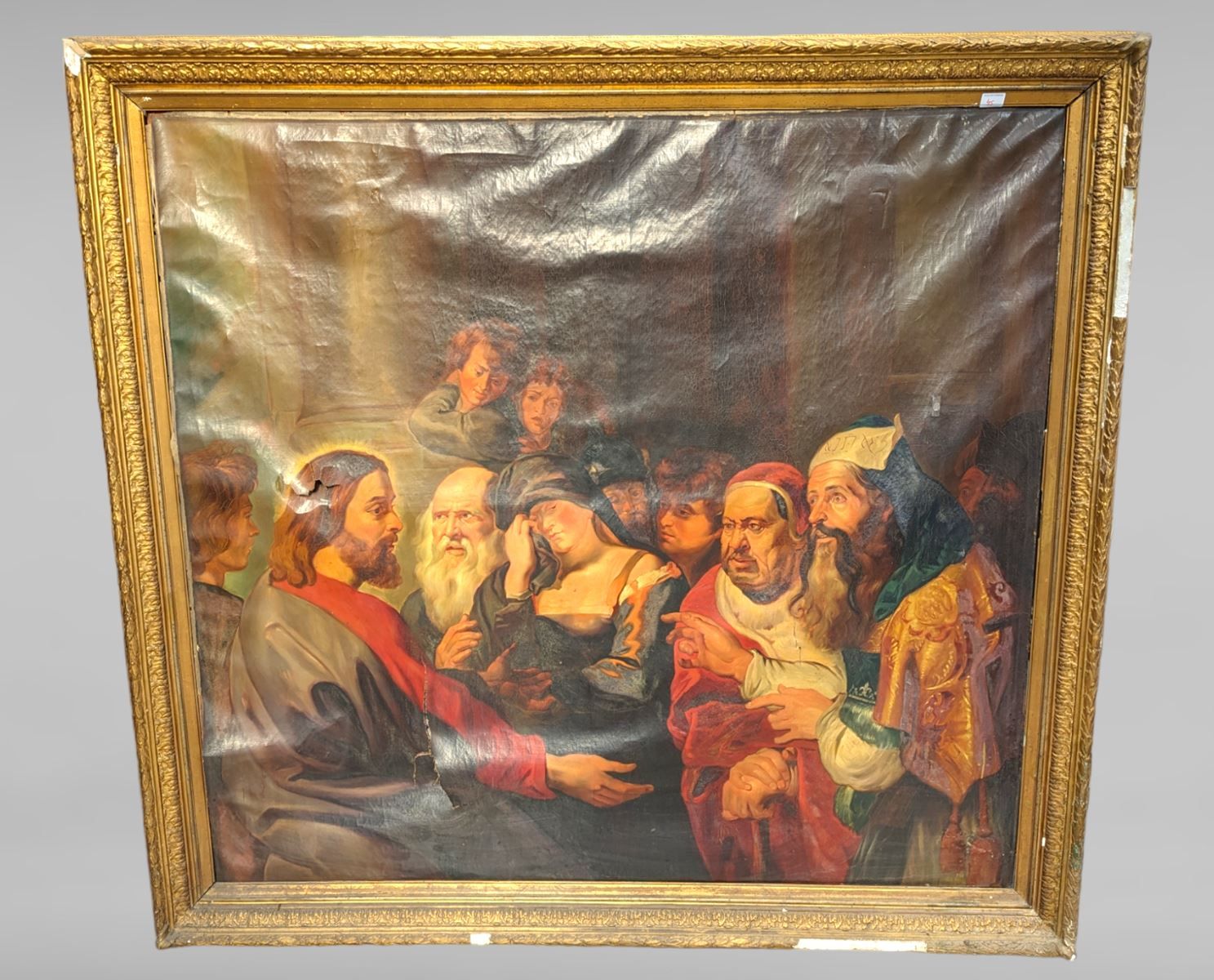 Null 布面油画 19世纪 - 140x130厘米 无框 - 撕裂