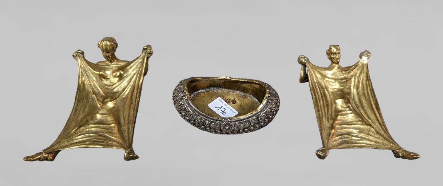 Null Set of 3 bronzes and brass - 16 x 10 and 13 x 7 cm - circa 1900