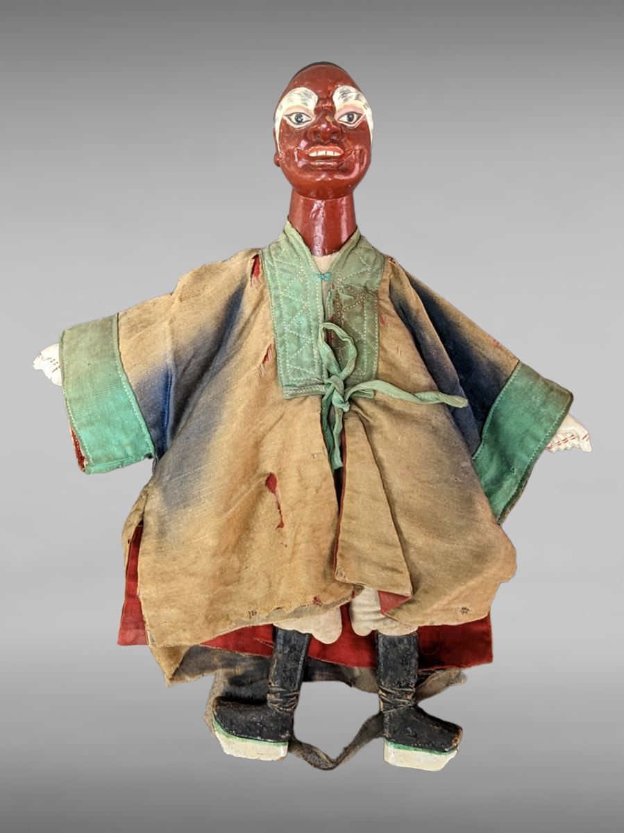 Null Marioneta de teatro de madera lacada policromada - JAPÓN S. XIX - 22 cm
