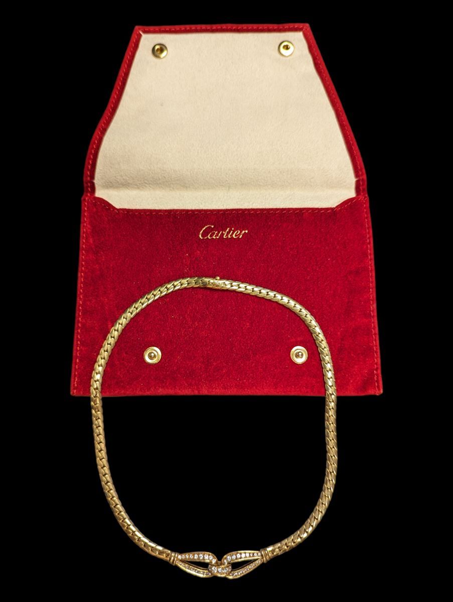 Null Collier en or 18K et diamants de "Cartier", la chaîne à maille serpent, sig&hellip;