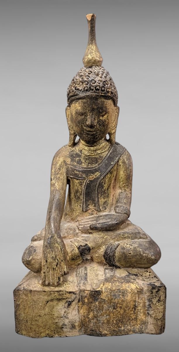 Null Bouddha en bois sculpté XIXème - Birmanie - 28 cm