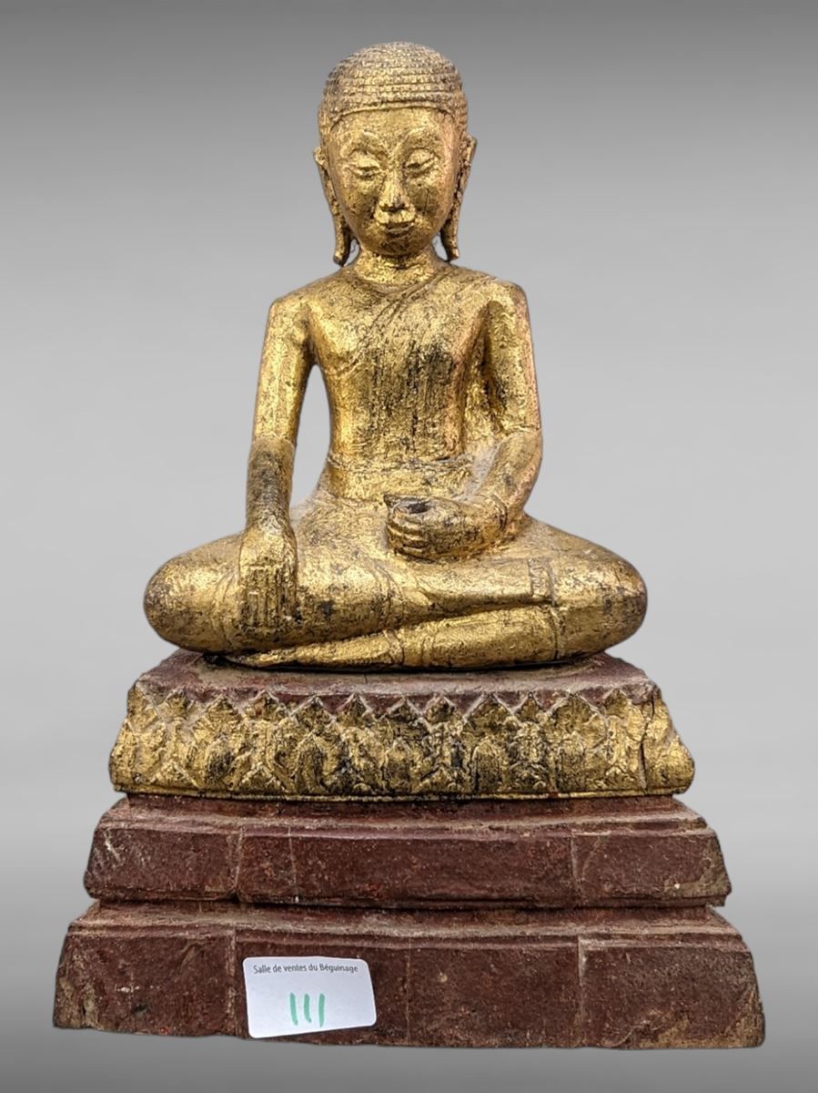 Null Bouddha en bois sculpté XIXème - Birmanie - 26 cm