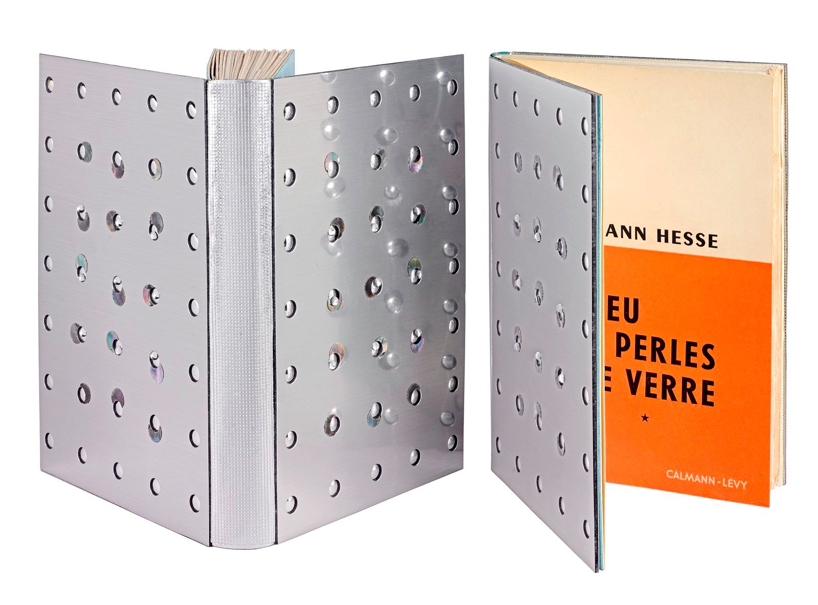 HESSE (Hermann). Le Jeu des perles de verre.巴黎，卡尔曼-莱维，1955。2卷8开本，仿钢聚合物板，每个板上都穿有3&hellip;