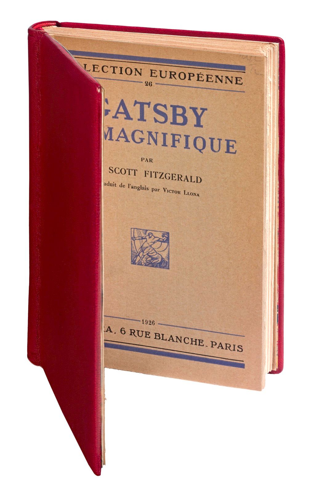 FITZGERALD (F. Scott). 华丽的盖茨比。巴黎，西蒙-克拉，1926年。16开本，红色詹森主义摩洛哥，光滑的书脊，封面，滑套覆盖着同样的摩洛哥&hellip;