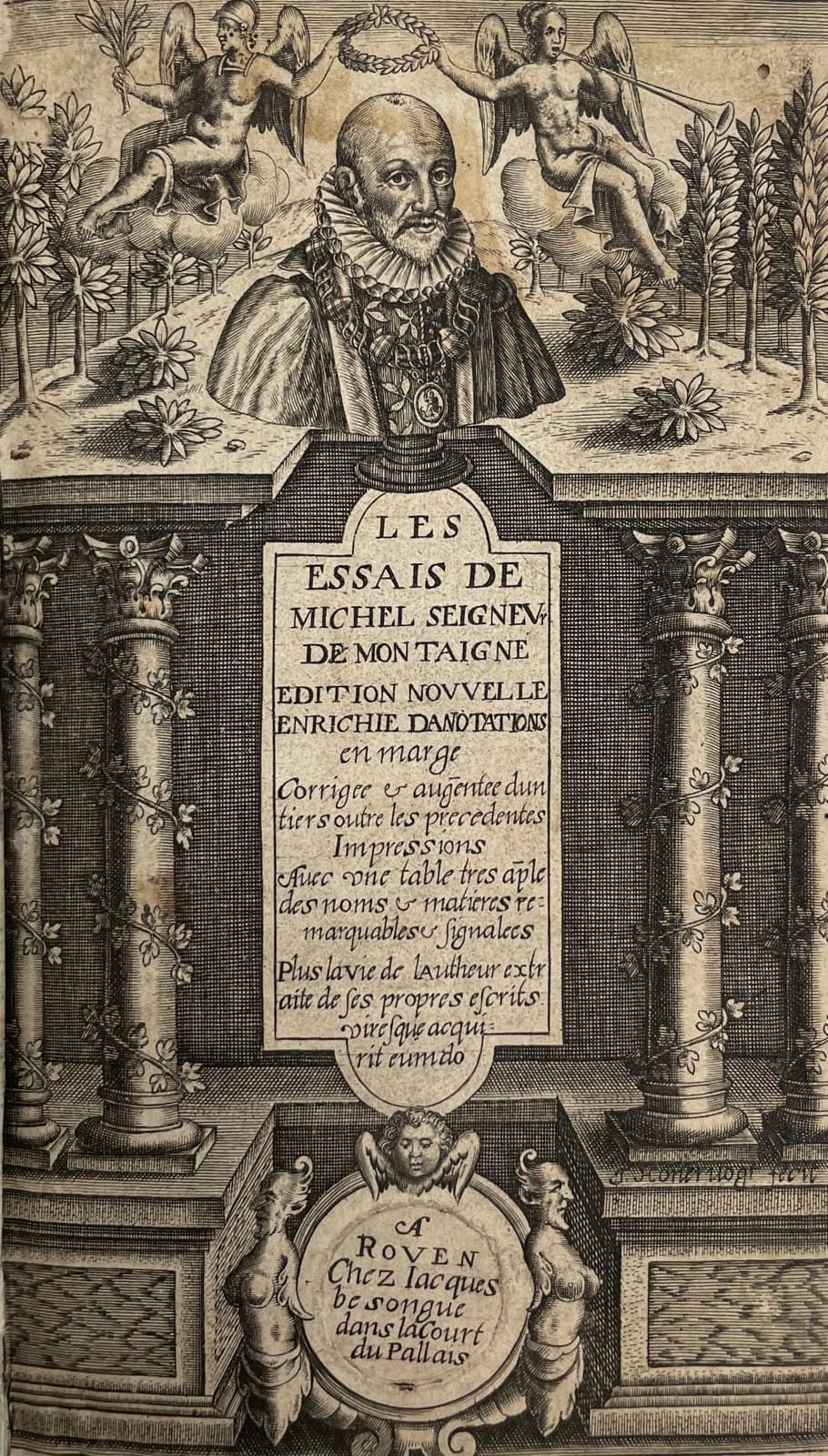 MONTAIGNE (Michel de). 论文》。新版在空白处增加了注释，修正后增加了三分之一。鲁昂，让-杜兰为雅克-贝松格[原文如此]撰写，1619年。8&hellip;