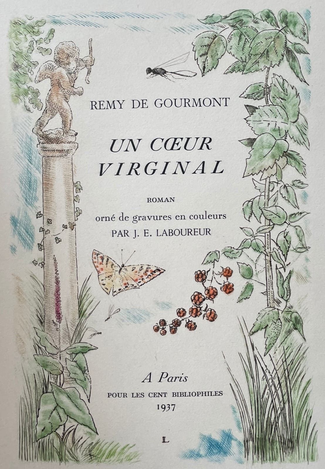 GOURMONT (Rémy de ). 一个处女的心。巴黎，Les Cent Bibliophiles, 1937年。In-8