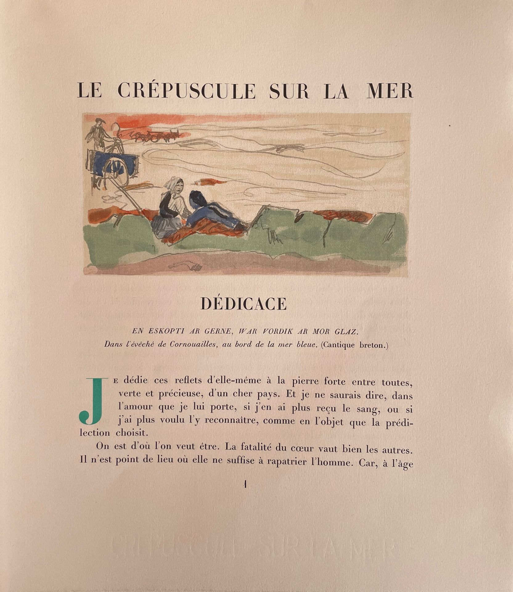 SUARÈS (André). Le Crépuscule sur la mer. Paris, chez le graveur, 1933. In-4, en&hellip;