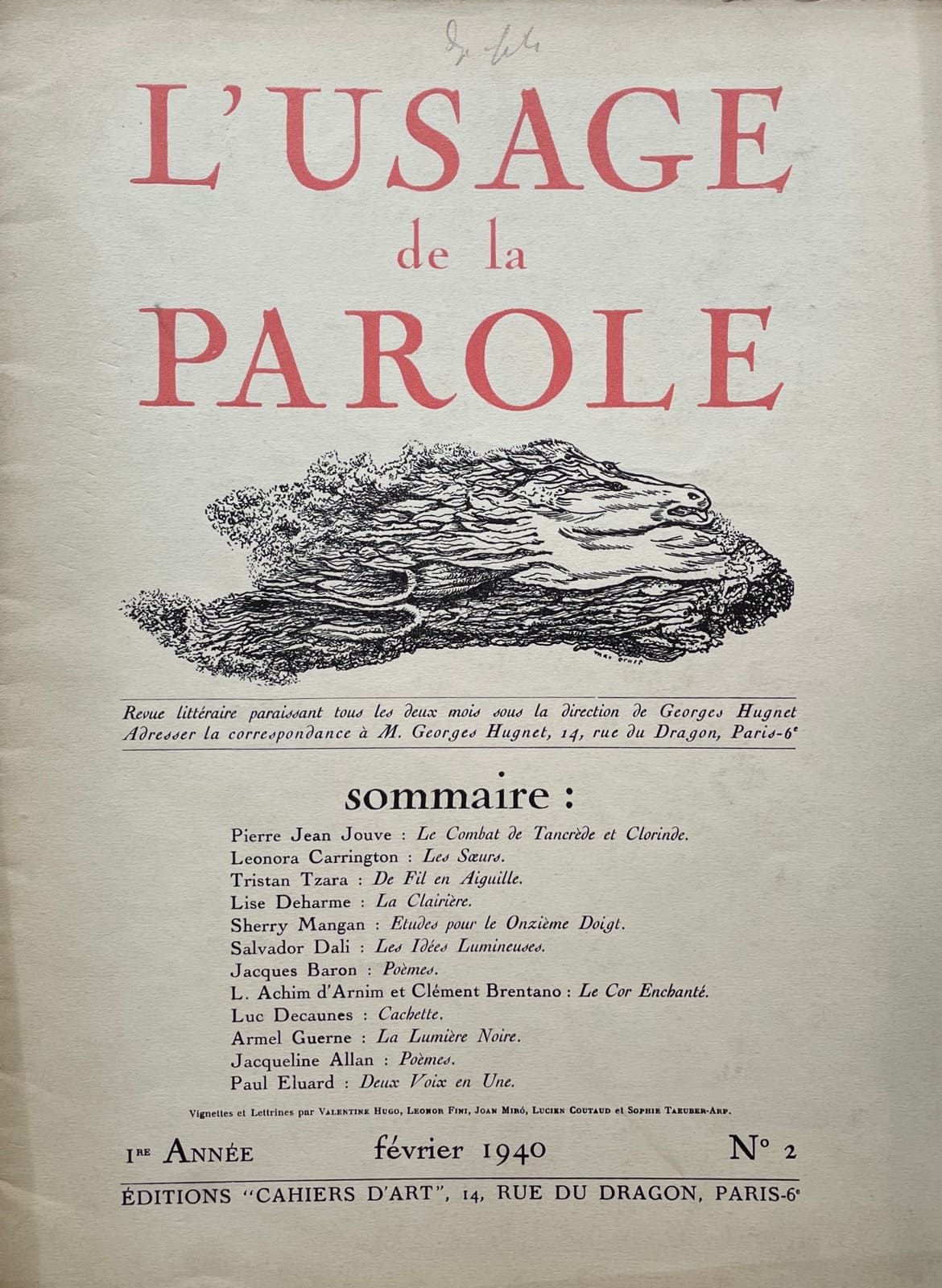 [REVUE]. L'uso della parola. N°1, 2 e 3. Parigi, Éditions Cahiers d'Art, da dice&hellip;