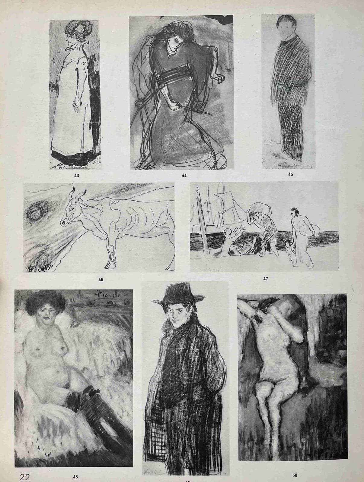 ZERVOS (Christian). 巴勃罗-毕加索。1895年至1912年的作品。巴黎，Les Cahiers d'art，1942年。2卷4合订本，未切割&hellip;