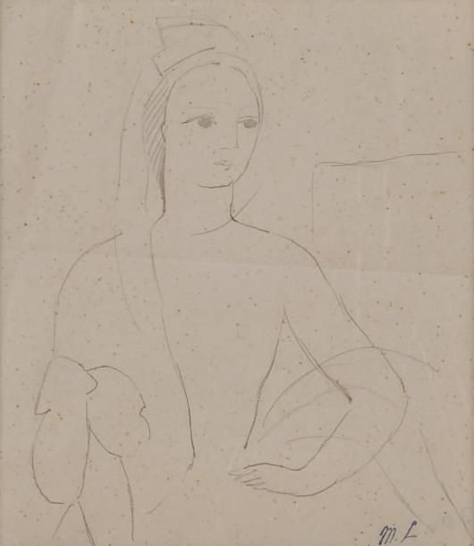 Marie LAURENCIN (1885-1956) Portrait de femme Dessin sur papier. Cachet de la su&hellip;