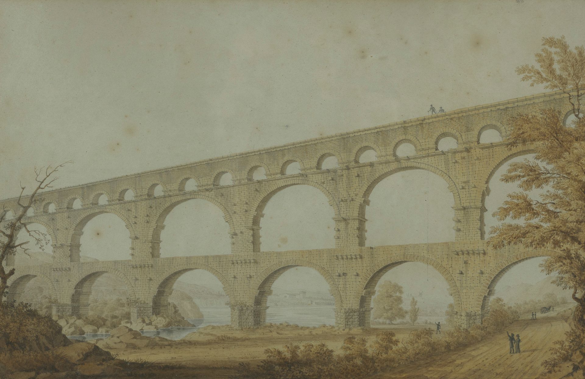 Null Ecole vers 1820

Le Pont du Gard

Panorama de Nimes

Paire d’aquarelles