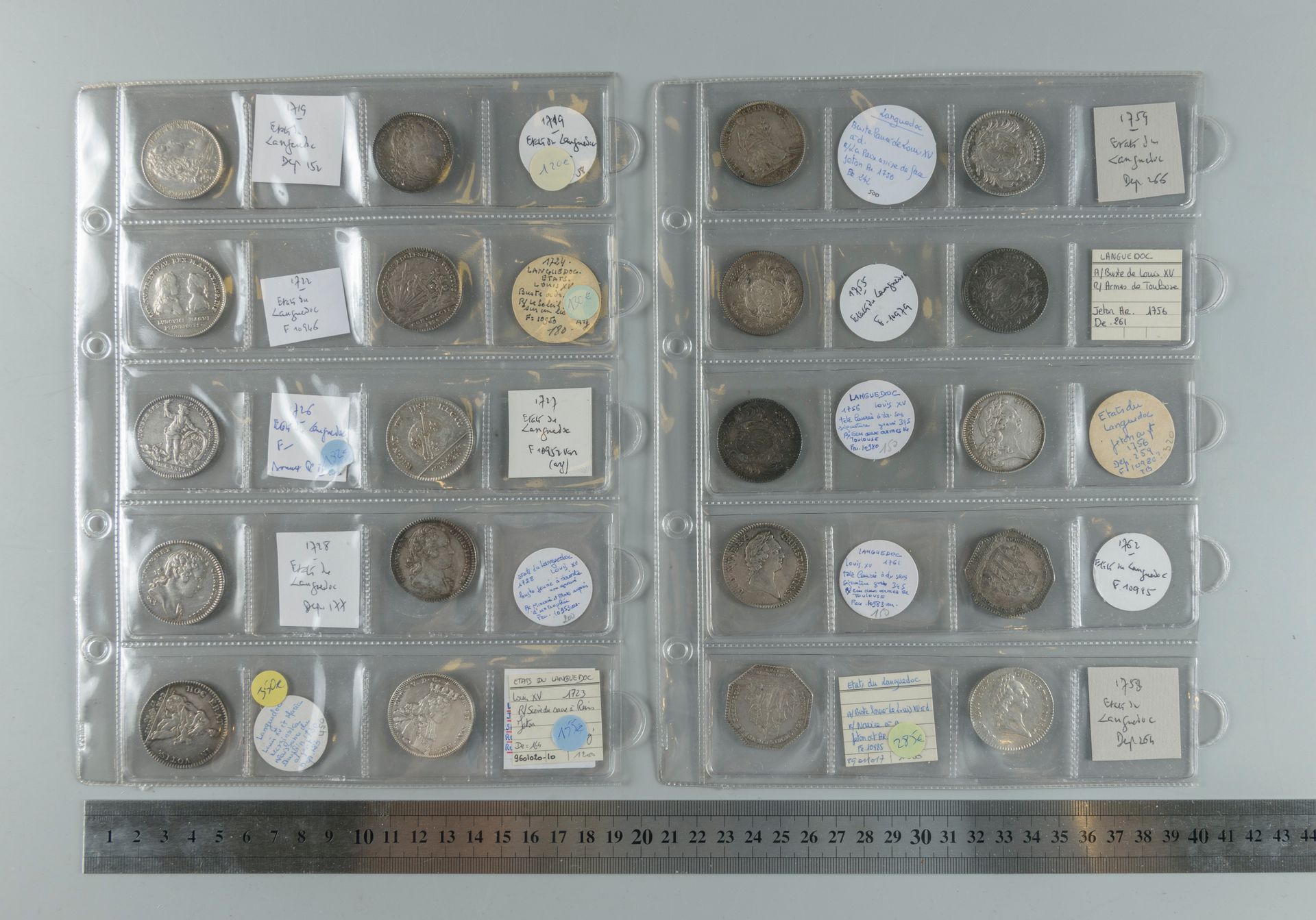 Null States of Languedoc and Lille. Binder of 81 silver tokens