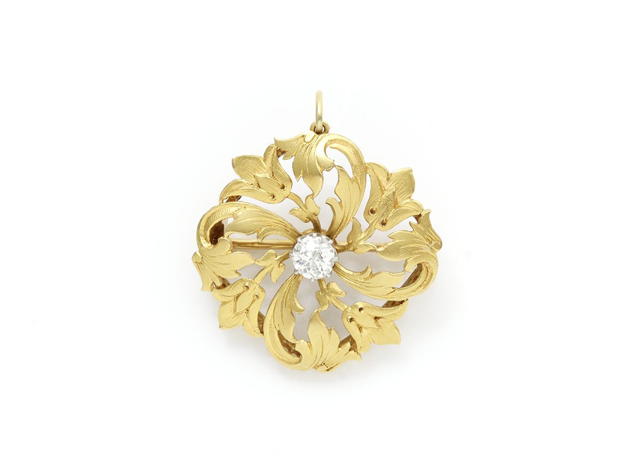 Null Broche pendentif en or 750 millièmes satiné, stylisant une fleur découpée c&hellip;