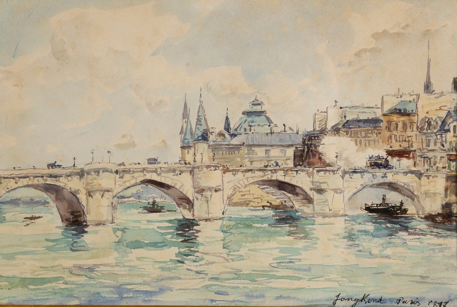 Null 约翰-巴尔特-琼金德(Johan-Barthold JONGKIND)(1819-1891)

新桥

水彩画

巴黎，1877年
