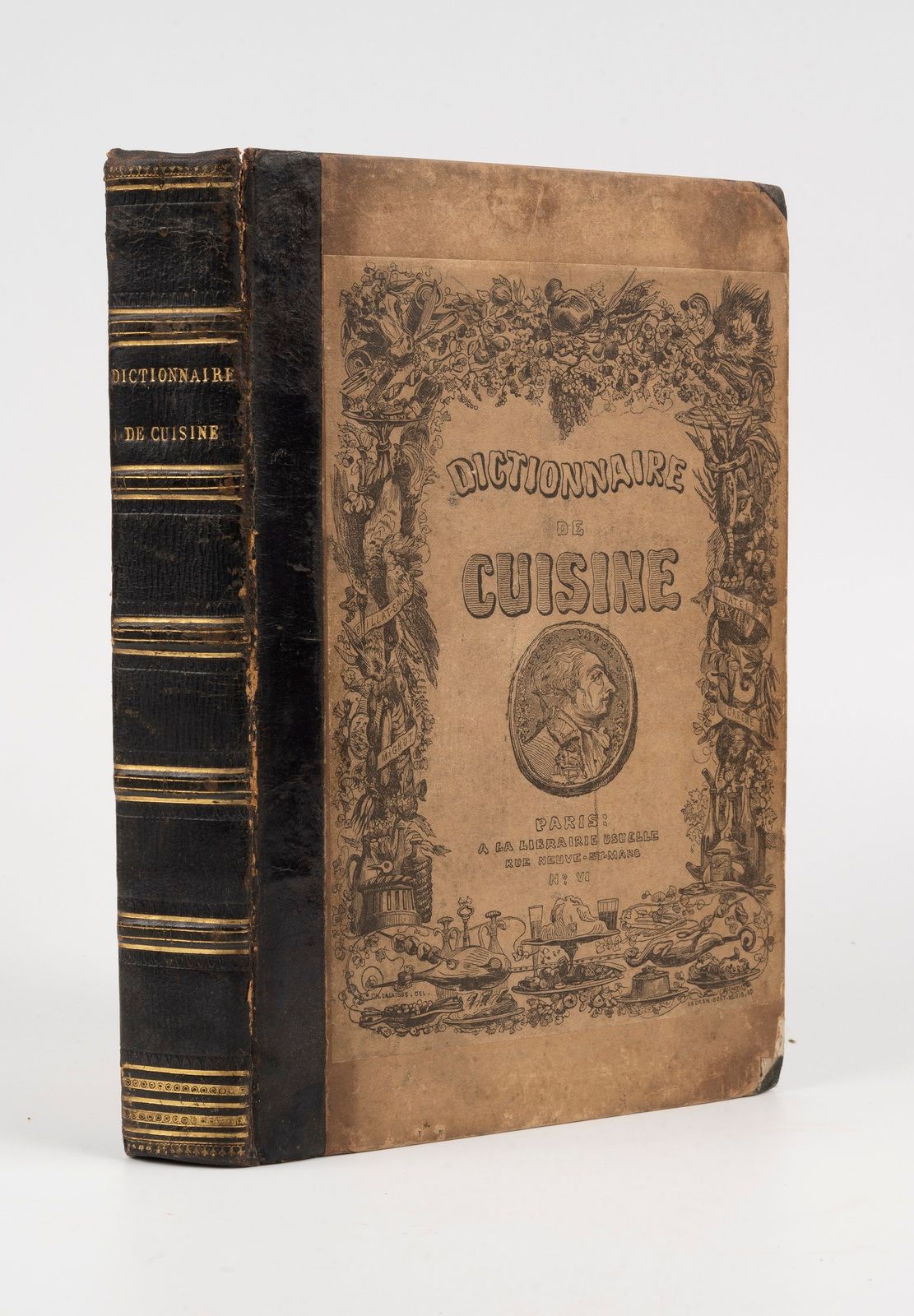 Null 
BURNET。烹饪和家庭经济词典。巴黎 La Librairie usuelle, 1836.8开本，午夜蓝色的半马洛尼卡，有小角，板面上有刻好的标&hellip;