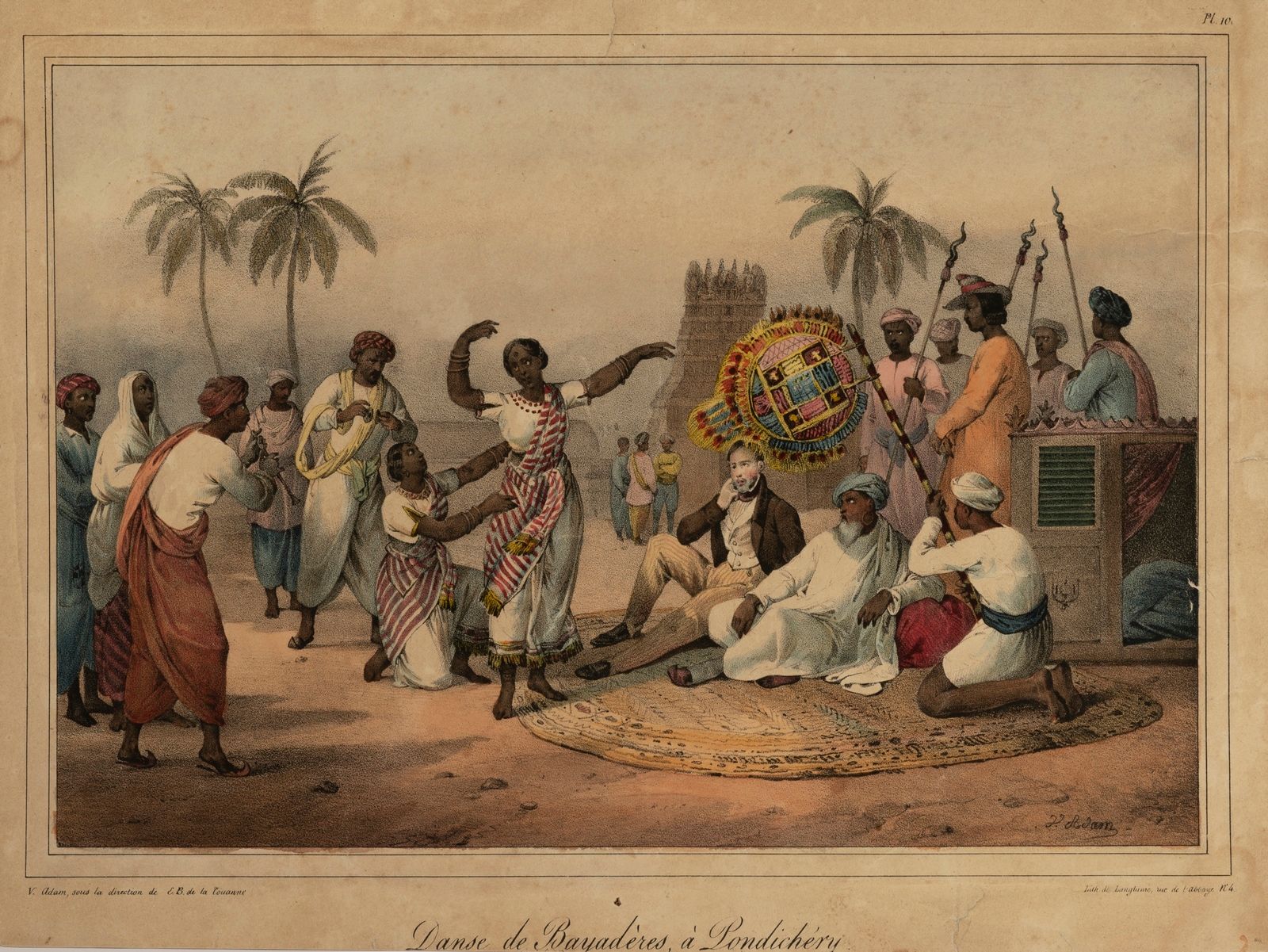 Null 维克多-亚当(1801-1866)：庞迪奇里的巴亚德人之舞和婚礼派对，庞迪奇里的马拉巴尔。

印度，1828年

两张彩色平版印刷品，在梭织纸上。在盘&hellip;