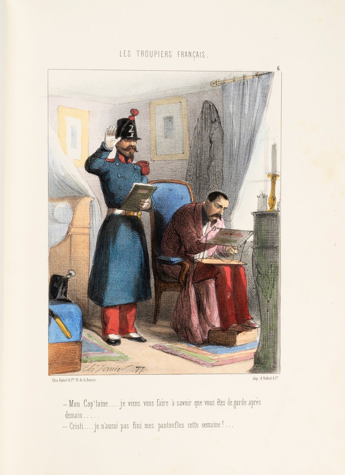 Null VERNIER (Charles). Les Troupiers français. París, Aubert, hacia 1843. Peque&hellip;