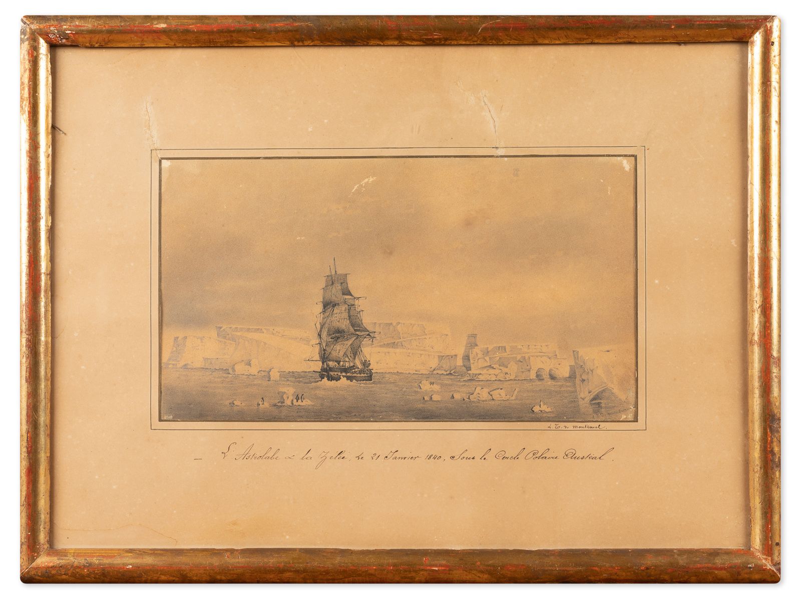 TARDY DE MONTRAVEL (Louis). TARDY DE MONTRAVEL（路易斯）。
星盘和Zélée，1840年1月21日，南极圈下。
纸&hellip;
