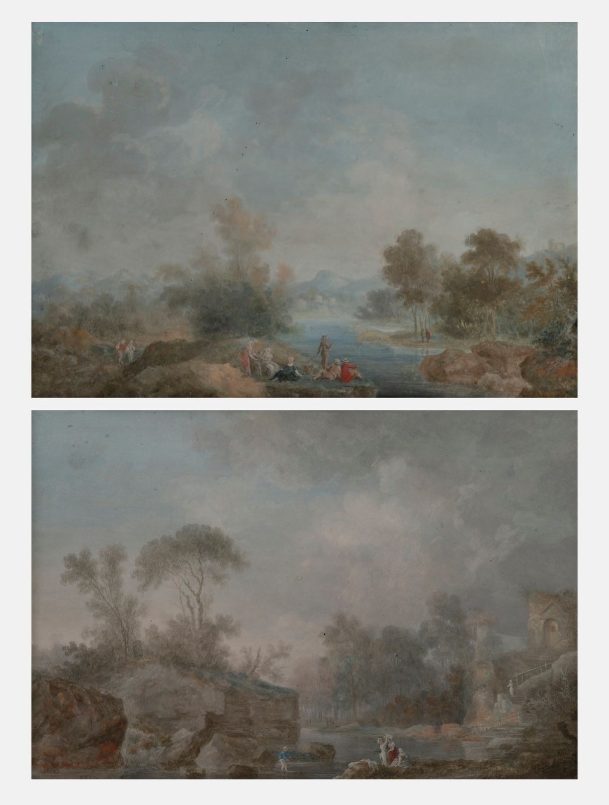 Null 路易-尼古拉-范-布拉伦-贝尔热(1716-1794)
动画风景画
水粉画（一对）
17 x 24.5厘米