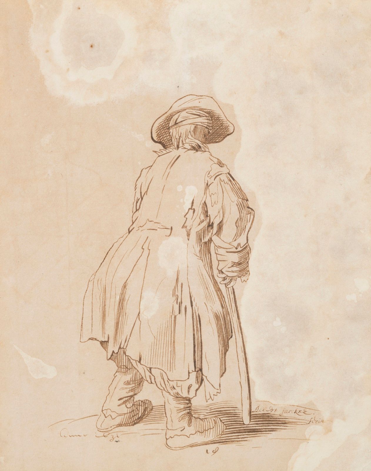 Null French school of the 19th century
Portrait of a beggar 
Ink
19 x 15 cm.
