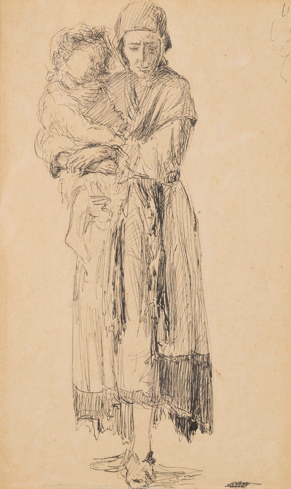 Null Escuela francesa del siglo XIX
Mujer y niño
Tinta
18 x 11 cm.