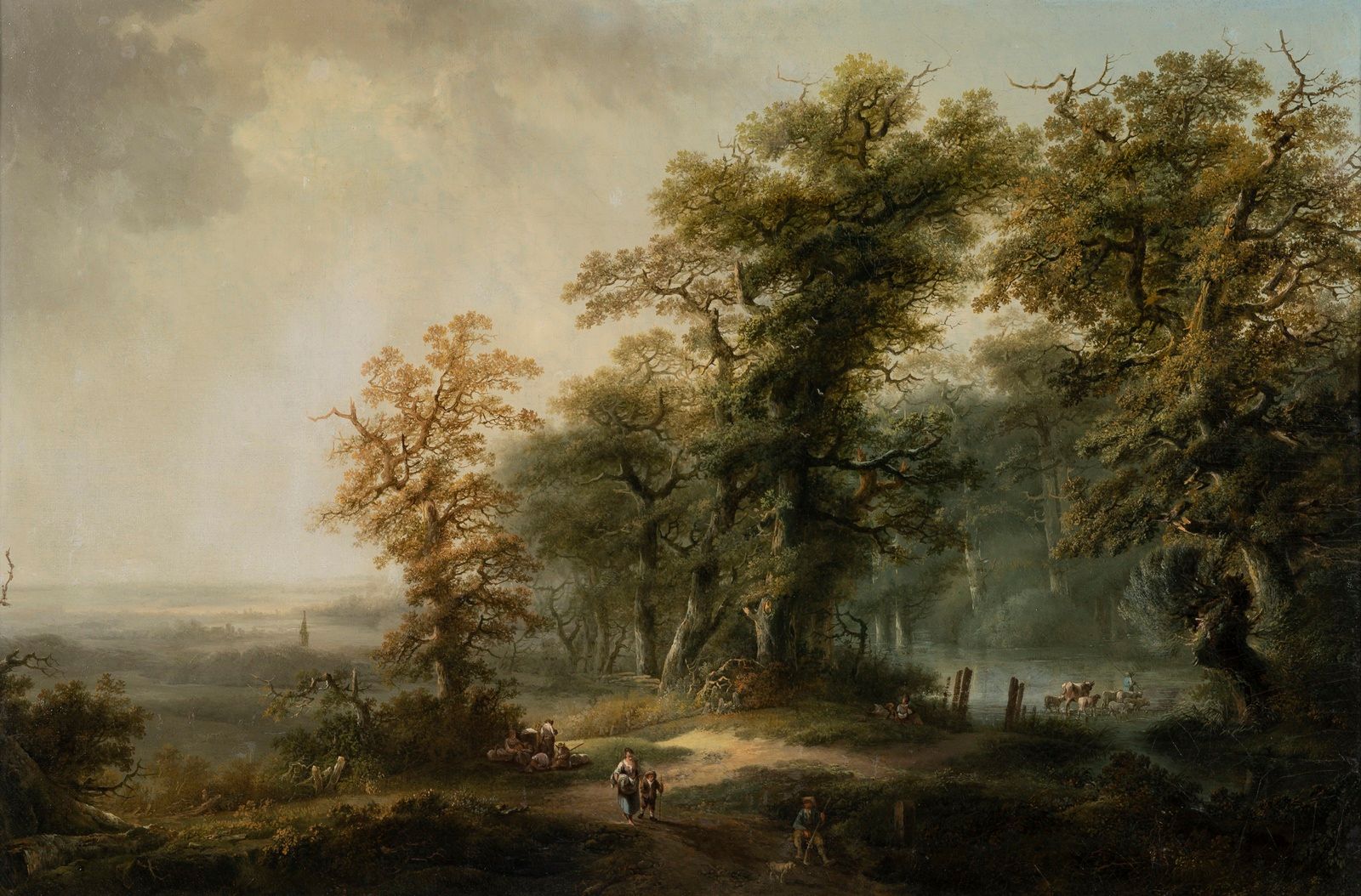 Null 拉扎尔-布兰德（Lazare BRUANDET）（巴黎，1755-1804）。 
森林中心的湖泊景观
帆布
42,5 x 63 cm