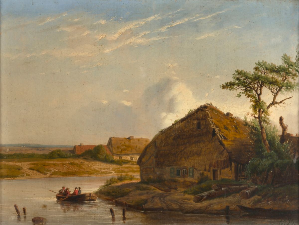 Null FLEMISH SCHOOL circa 1800
Thatched cottages near a river
Panel
26.5 x 36.5 &hellip;
