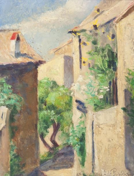 Georges de POGEDAIEFF (1897-1971) Chez moi à Ménerbes, 1967 Huile sur isorel, si&hellip;