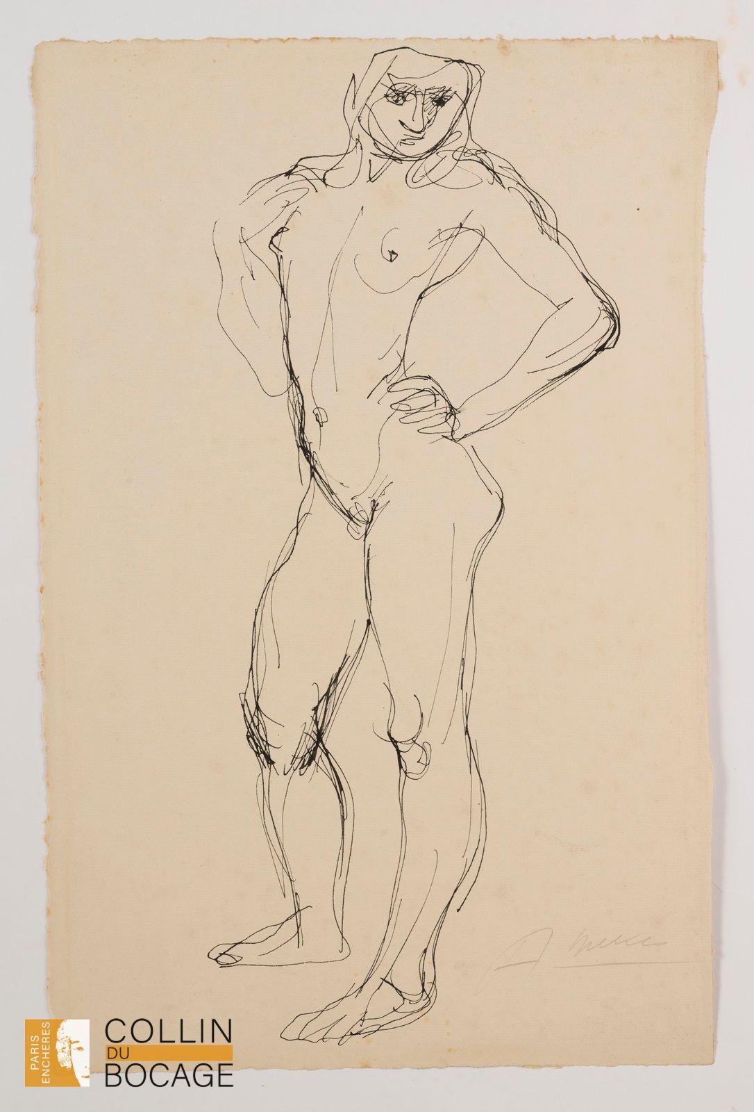 Null Arno BREKER（1900-1991 年）归于 
反姿势裸体研究
墨水
右下方有铅笔签名
48 x 32 厘米