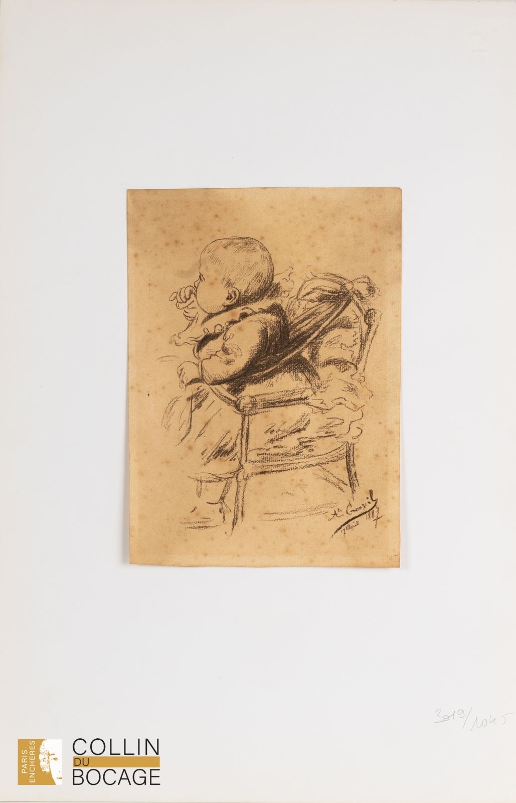 Null GOUPIL Léon Lucien (1834-1890)
Portrait of a baby Charcoal, 
Signed lower r&hellip;