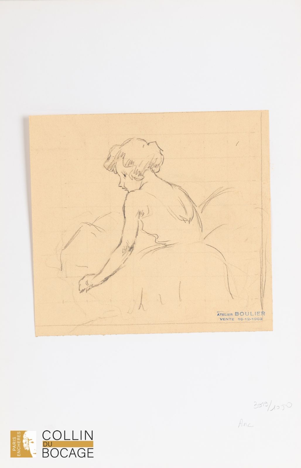 Null 吕西安-布利埃（1882-1963）
舞者
方格纸上的炭笔
工作室销售印章 
23.5 x 25 厘米 
(背面另一幅素描）