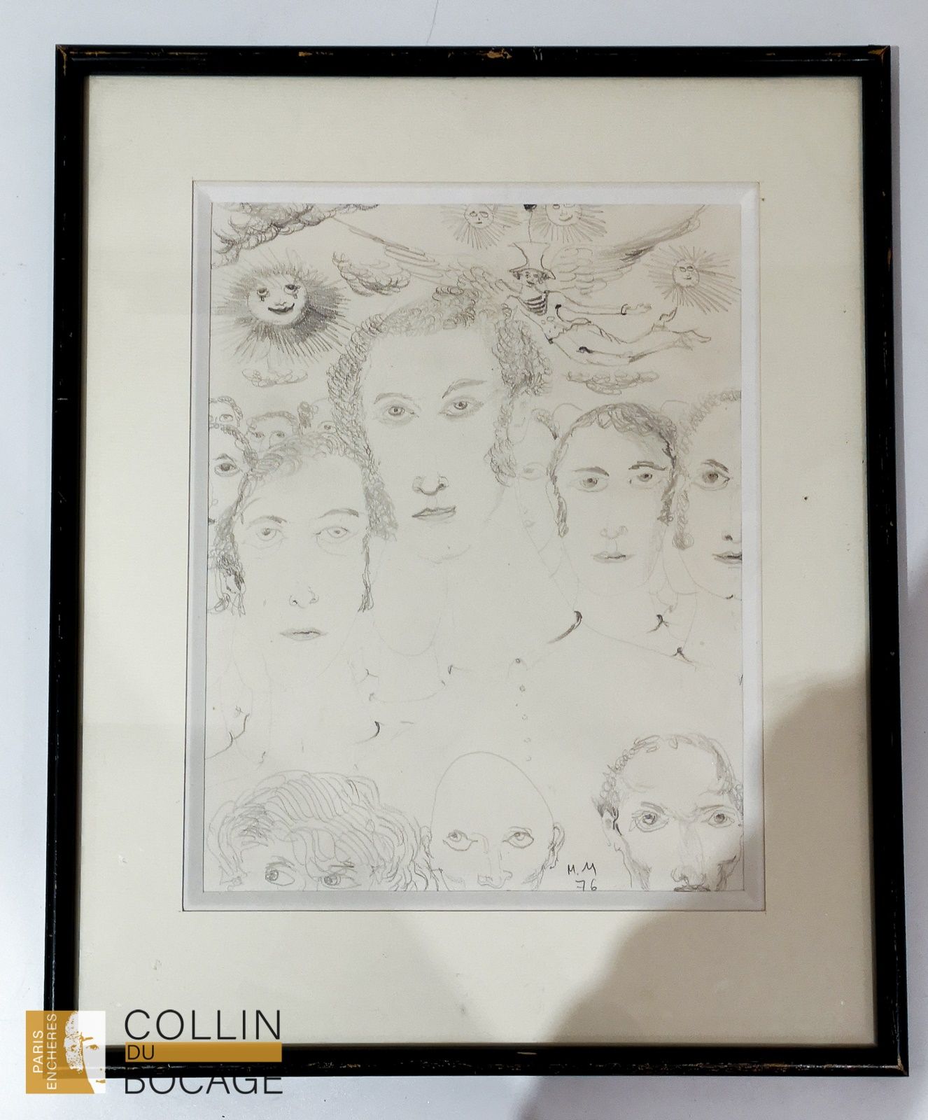 Null 马塞尔-马尔考（1923-2007 年）
多幅自画像
铅笔画，右下方有单字，年代 76
证明：他的遗产拍卖