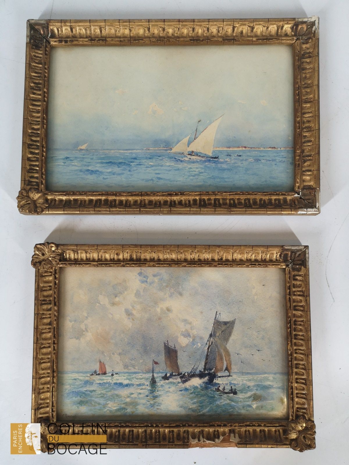 Null 保罗-罗塞特（1851-1918）
马林 
水彩画（两幅）
左下方和右下方有签名 
14 x 21 厘米
