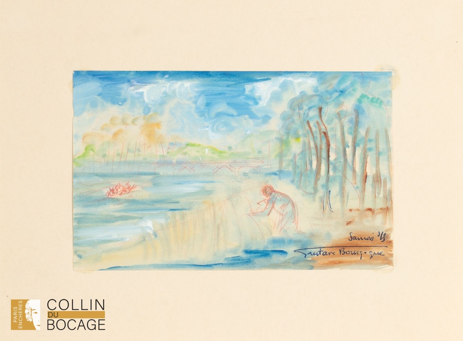 Null 古斯塔夫-布戈涅（1888-1968 年）
桑诺瓦风景 
纸面水彩画
右下方有签名和位置
11 x 17.5 厘米