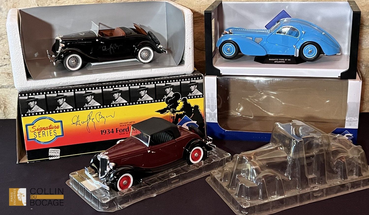 Null 1/18 SOLIDO - Lot von 3 Fahrzeugen, darunter Humphrey Bogart Ford roadster &hellip;