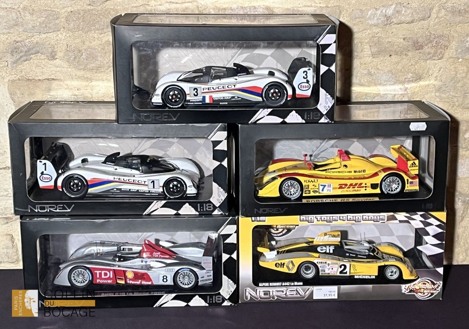 Null 1/18 NOREV - Lot von 5 Le Mans Fahrzeugen, darunter 2 x Peugeot 905 (Sieger&hellip;