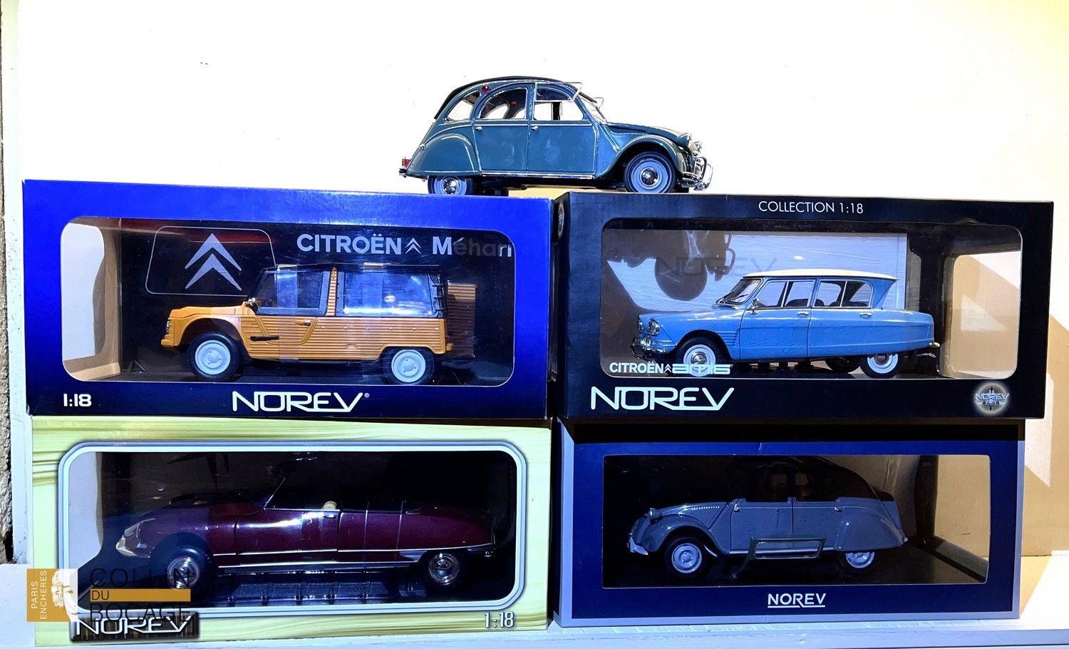 Null 1/18 NOREV -CITROËN, Lot von 5 Fahrzeugen, darunter DS 19 Cabriolet, Ami 6 &hellip;
