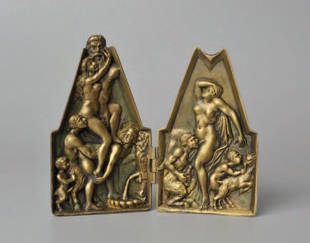 Null L'archange Diptyque en bronze re- présentant deux d'orgies à l'Antique avec&hellip;