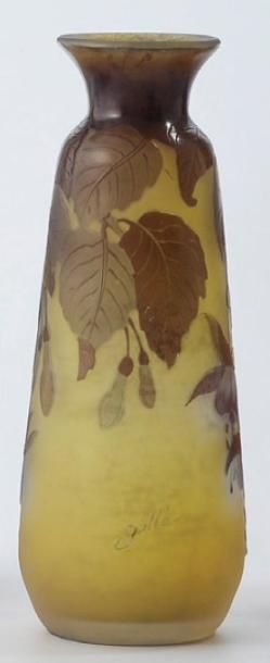 GALLÉ Émile (1846-1904) Vase de forme ovoïde allongé à col étranglé et évasé Épr&hellip;