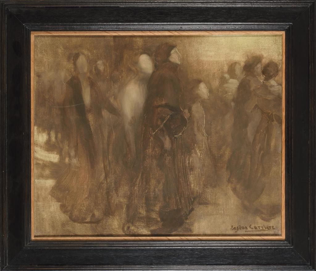 Eugène CARRIÈRE (1849-1906) 
尤金-卡里埃(1849-1906)




一个过程




裱在画布上的纸上油画，右下方有签名


&hellip;