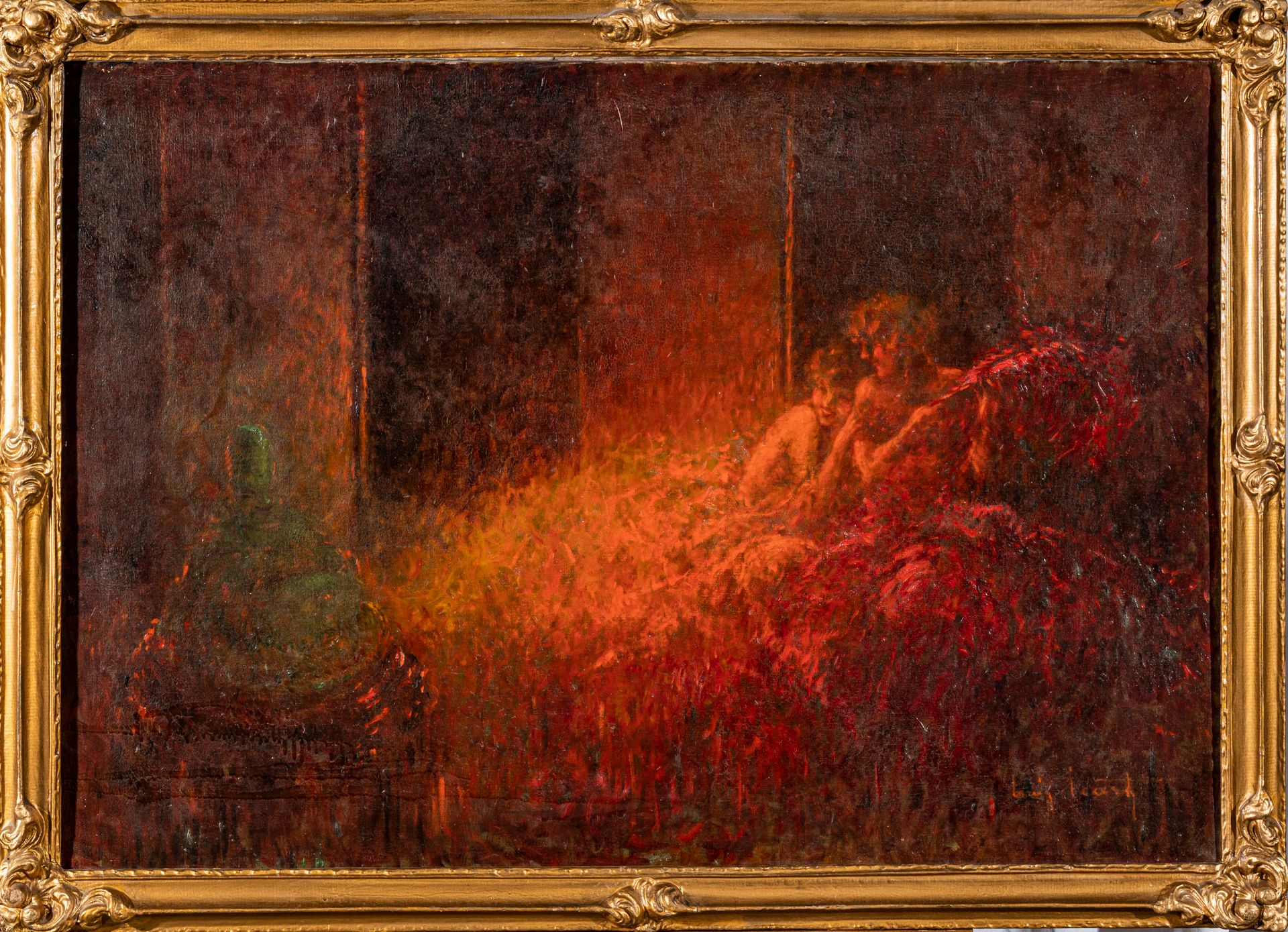 LOUIS ICART (1888-1930) 路易斯-伊卡尔特(1888-1930)

舞蹈家和绿菩萨

布面油画，右下角有签名

80 x 115厘米
