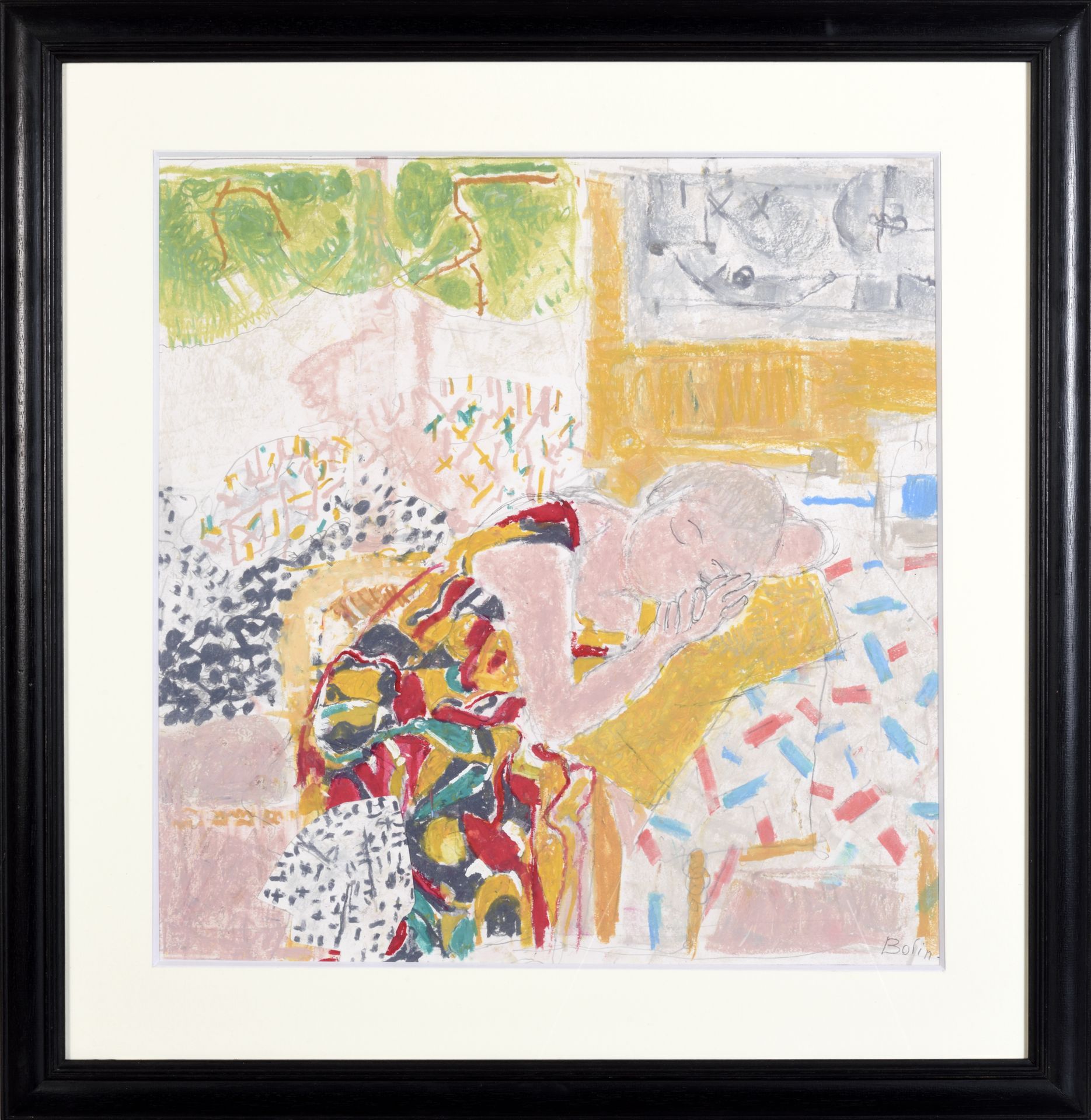 Gustave BOLIN (1920-1999) 古斯塔夫-博林 (1920-1999)

无名氏

混合媒体和粉彩纸，右下方有图案。

右下方。

46,5&hellip;