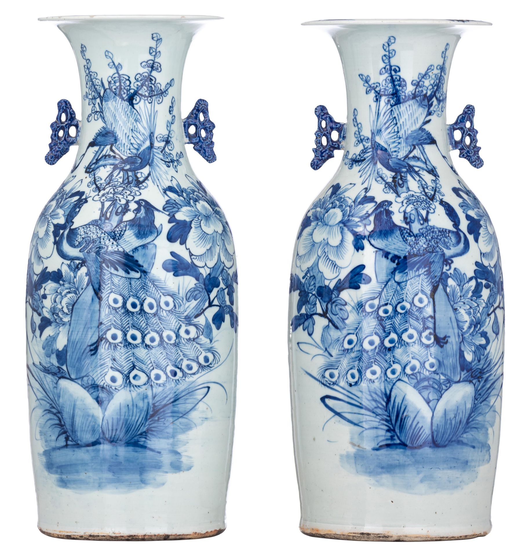 A pair of Chinese celadon and underglaze blue vases, 19thC, H 56 cm A pair of Ch&hellip;