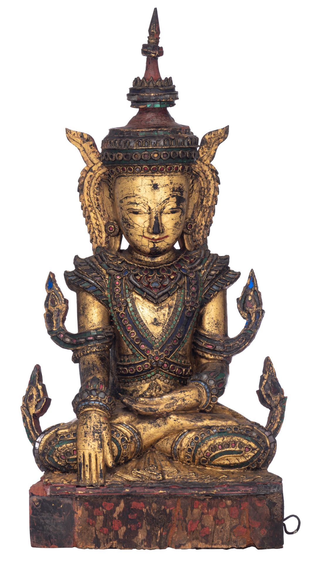 A Burmese gilt lacquered wooden Buddha, presumably 19thC, H 67 cm A Burmese gilt&hellip;