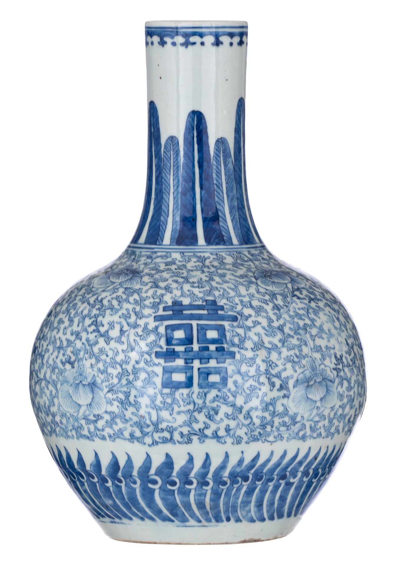 A Chinese blue and white 'Double Xi-sign' bottle vase, early 20thC, H 41 cm A Ch&hellip;